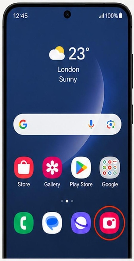 Samsung book example showing camera icon outlined in red.